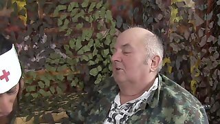Oldfart With One Leg Gets Pleased By Ebony Young Nurse Until He Cums