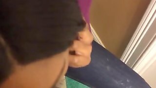 Black Bitch Catching Cum In Bathroom