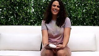 Charismatic Brunette, Amorina Is Getting Banged During A Porn Video Casting And Enjoying It A Lot