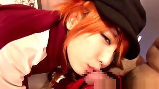 Asian Cosplay Teen In Rubber Showing Creampie