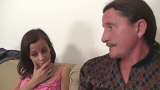 Old Dad Loves Licking Her Shaved Young Cunt