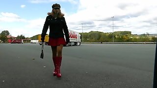 Rubberdoll Monique - Crossdresser With Female Mask In Public