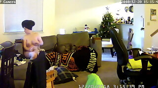 Hidden Living Room Webcam Records Big Natural Boobs