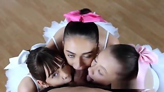 3 Teen Ballerinas On 1 Big Cock