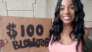 Charming Black Babe Tiffany Tosh Offers Blowjob For Cash
