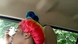 Black Woman In Car Handjob With Cum
