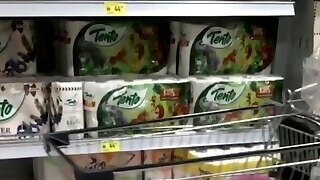 Some Hot MILF In The Supermarket W Tight Leather Leggings!