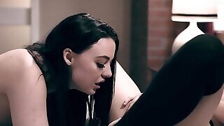 Horny Brunette Teen Used Big Dildo And Played With Milf