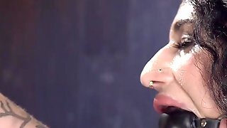 Back Bent Large-bosomed Dark Hair Toyed In Bondage