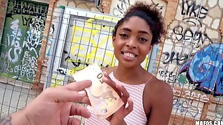 Chocolate Skin Nymphette Gives Up Her Pussy For Some Cash
