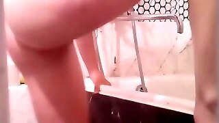 Sister Shaves Her Legs In The Bathroom