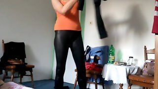 Cameltoe Spandex Teen Amateuer Shiny Legings