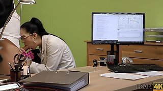 Loan4k. 18-year-old Office Worker Gets New Experience Having..