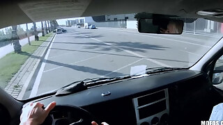 Driver Fucks A Blonde Stranger In The Middle Of The Road