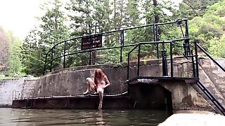 Redhead Real Orgasm On The Nature