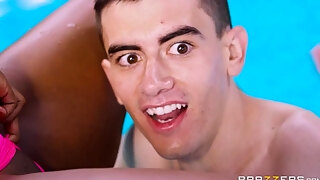Young Interracial Threesome At The Brazzers "my Pool, My Rules"