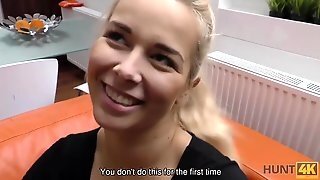 Hunt4k.  Blond Hair Babe Stops Fighting With Bf Because Stranger