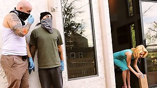Burglars Make Hot Babe Wifey Cuckold In Front Of Her Husband