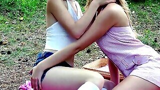 Diminutive Girly-girl Teens Find That Pussy Tastes Better Outdoors