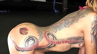Tattooed Asian Teen Kimberly Chi In Gangbang Action