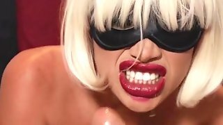 Busty Wife In Mask Gives A Very Joyful Deepthroat Blowjob