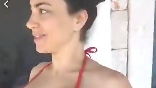 Serpil Cansiz Sexy Bikini Red-white