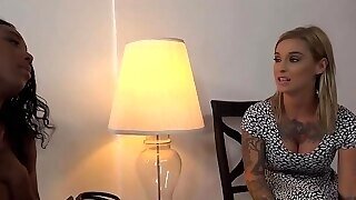 Nasty Blonde Is Licking Pussy At Work And Having Some Fun While Using A Black Dildo