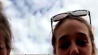Girls Getting Some Sun On Cam Holding Boobs