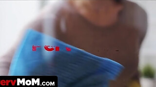 Stepmom Seduces Stepson In The Bathroom - Blowjob