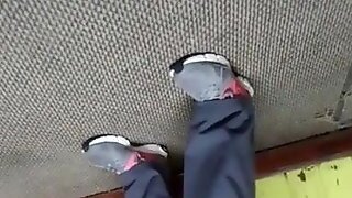 Front Of Mom In Sexy Grey Yoga Pants