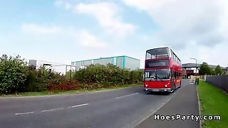 Threesome Fuck Party In Public Bus