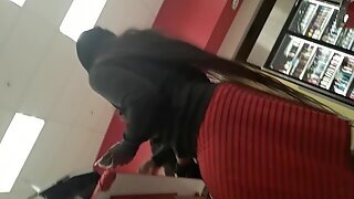 Upskirting A Dark Chocolate Young Ebony.