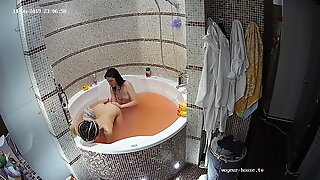 Nina And Kira In Bathroom ,washing, Shaving