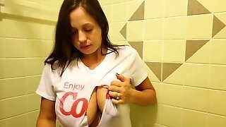 Huge Milk Cans, Lengthy Nips And Raw Tshirt Torn Off In The Douche. Soapy Funbags