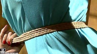 Mandy Bright Tie A Rope To White Blonde In Sexy Dress
