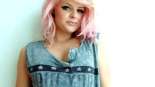 Teen With Pink Hair Poses Naked In Bed For You