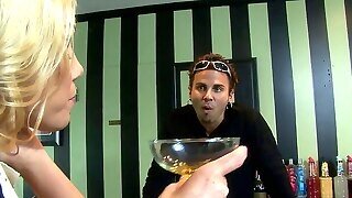 Blonde Cougar At The Bar Tempts Bartender For A Good Fuck
