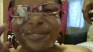 Black Girl In Glasses Webcam Blowjob With Creamy Facial