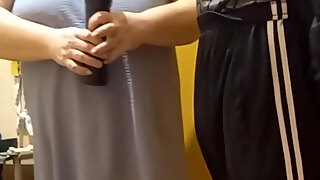 Jerking Off With A Sex Toy To A Courier Close Up