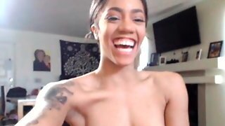 Cheerful Cute Ebony Girl Dancing On Cam
