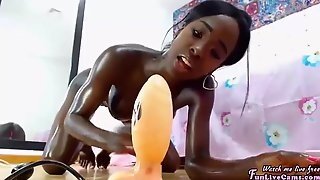 Black Hottie And Her Huge Dildo