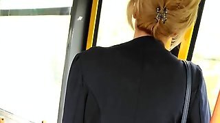 Nice Blonde Jeans Butt In Bus