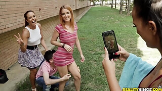 Hot Gala Brown Is Having Foursome Fuck With One Guy And Two Bisexual Girlfriends